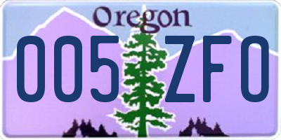 OR license plate 005ZFO