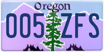 OR license plate 005ZFS