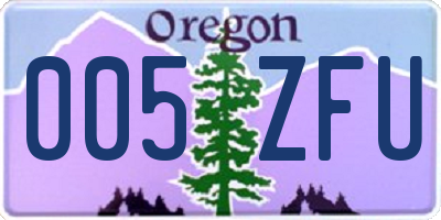 OR license plate 005ZFU