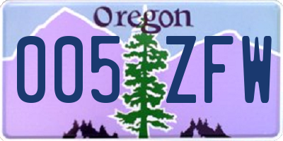 OR license plate 005ZFW