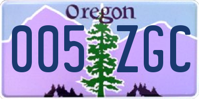 OR license plate 005ZGC