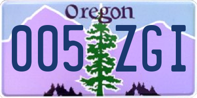 OR license plate 005ZGI