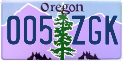OR license plate 005ZGK