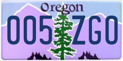 OR license plate 005ZGO