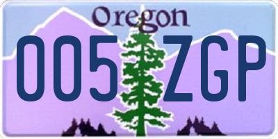 OR license plate 005ZGP