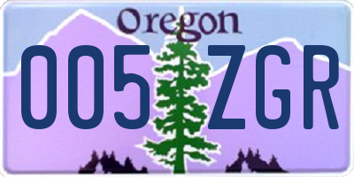 OR license plate 005ZGR