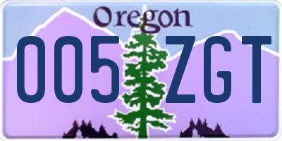 OR license plate 005ZGT