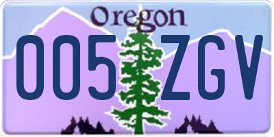 OR license plate 005ZGV