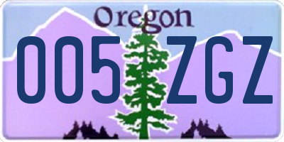 OR license plate 005ZGZ
