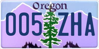 OR license plate 005ZHA