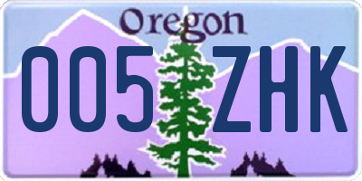 OR license plate 005ZHK