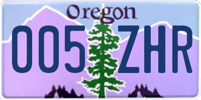 OR license plate 005ZHR