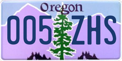 OR license plate 005ZHS