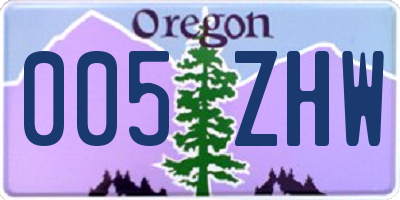 OR license plate 005ZHW