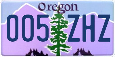 OR license plate 005ZHZ
