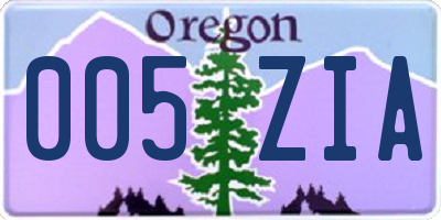 OR license plate 005ZIA