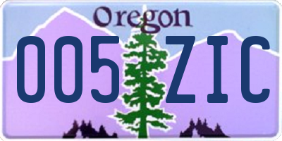 OR license plate 005ZIC