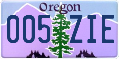 OR license plate 005ZIE