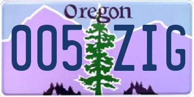 OR license plate 005ZIG