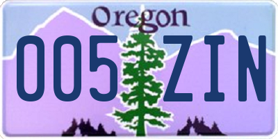 OR license plate 005ZIN
