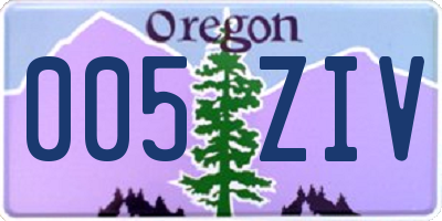 OR license plate 005ZIV