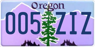 OR license plate 005ZIZ