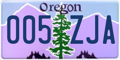 OR license plate 005ZJA