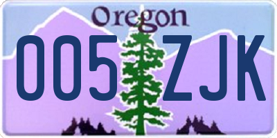 OR license plate 005ZJK