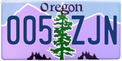 OR license plate 005ZJN