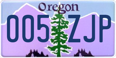 OR license plate 005ZJP