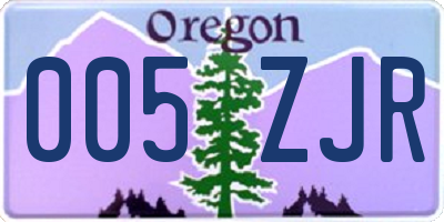 OR license plate 005ZJR