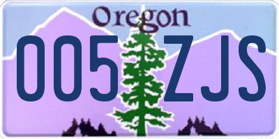 OR license plate 005ZJS
