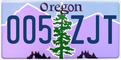 OR license plate 005ZJT