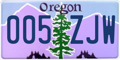 OR license plate 005ZJW