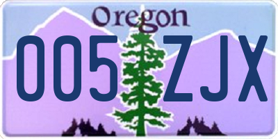 OR license plate 005ZJX
