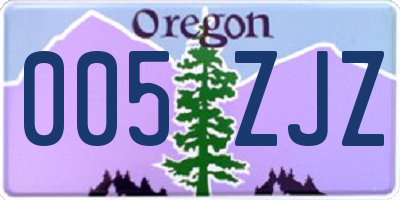 OR license plate 005ZJZ