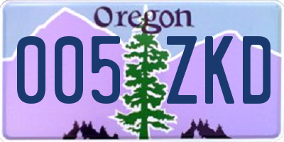 OR license plate 005ZKD