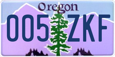 OR license plate 005ZKF