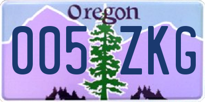 OR license plate 005ZKG