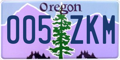 OR license plate 005ZKM