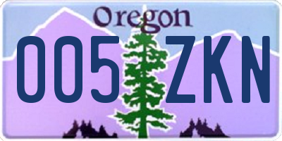 OR license plate 005ZKN