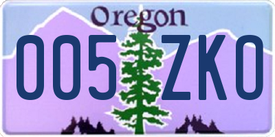 OR license plate 005ZKO