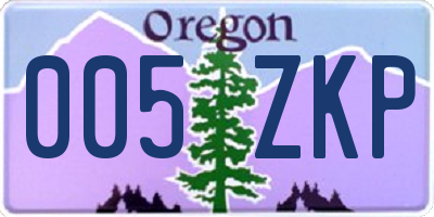 OR license plate 005ZKP