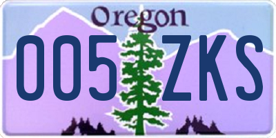 OR license plate 005ZKS