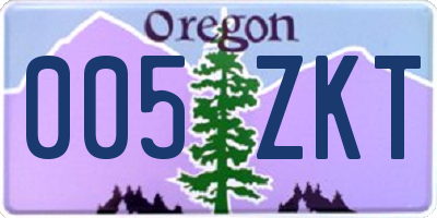OR license plate 005ZKT