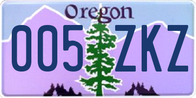 OR license plate 005ZKZ