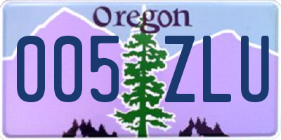 OR license plate 005ZLU