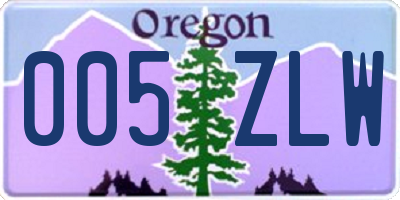 OR license plate 005ZLW