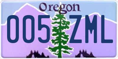 OR license plate 005ZML