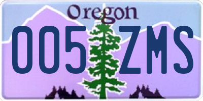 OR license plate 005ZMS